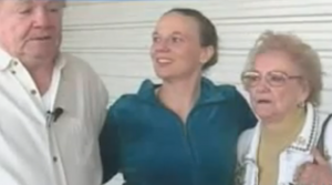 Yolanda Madden hugs her parents after being set free from prison.